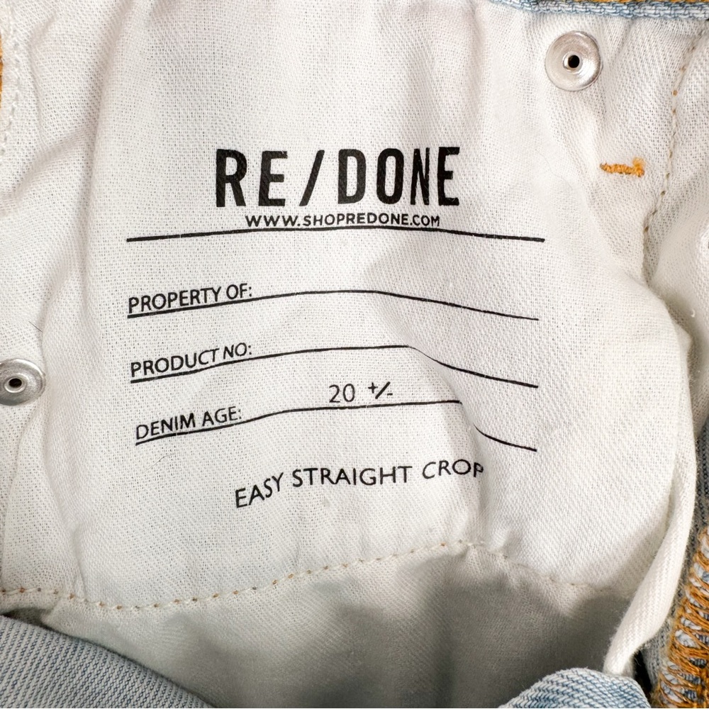 RE/DONE Easy Straight Crop Light Wash Button Fly High Rise Jeans Women’s Size 24 - Picture 10 of 11